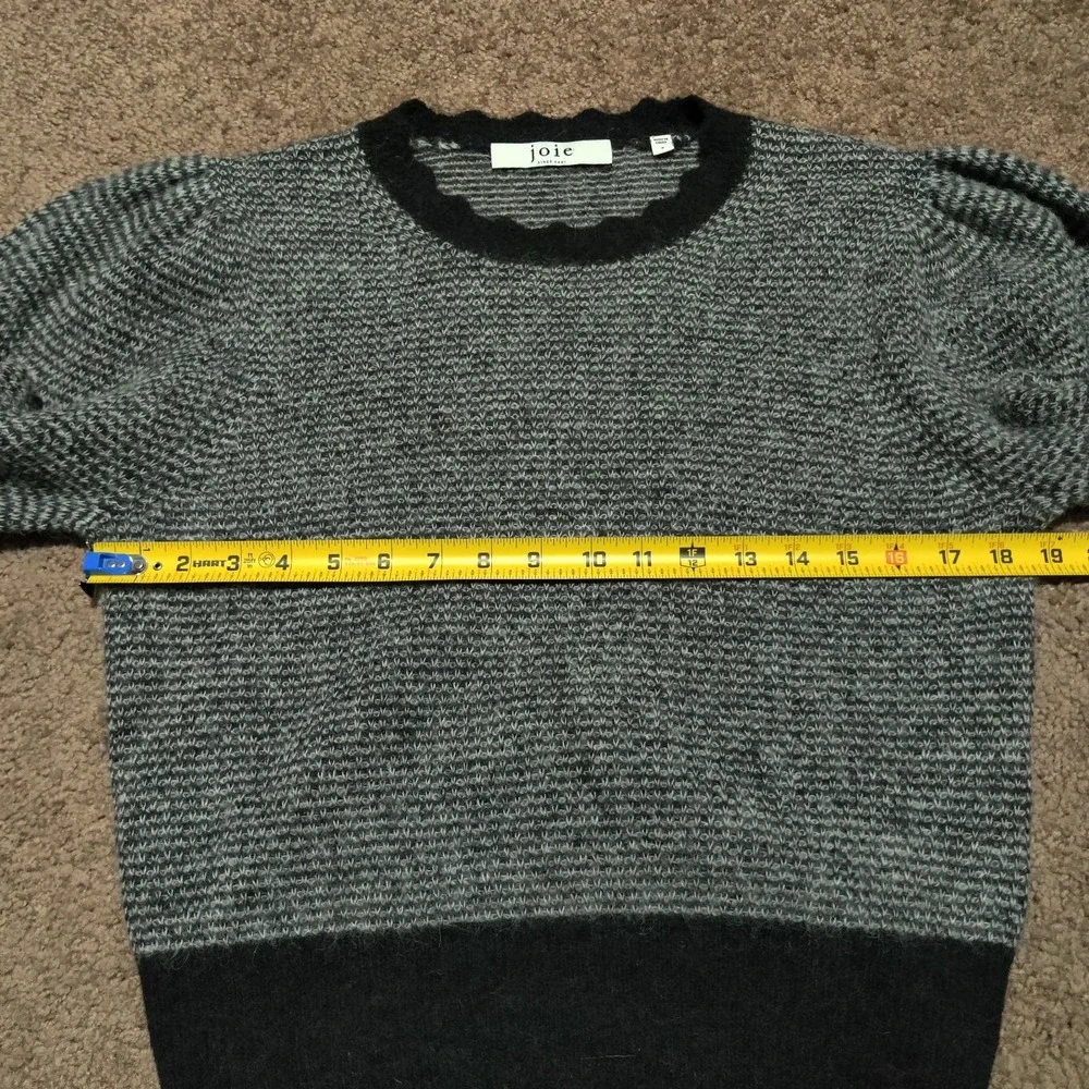 Joie Alpaca Wool Blend Sweater‎ Womens Small Scalloped Knit Pullover Ruffle Gray